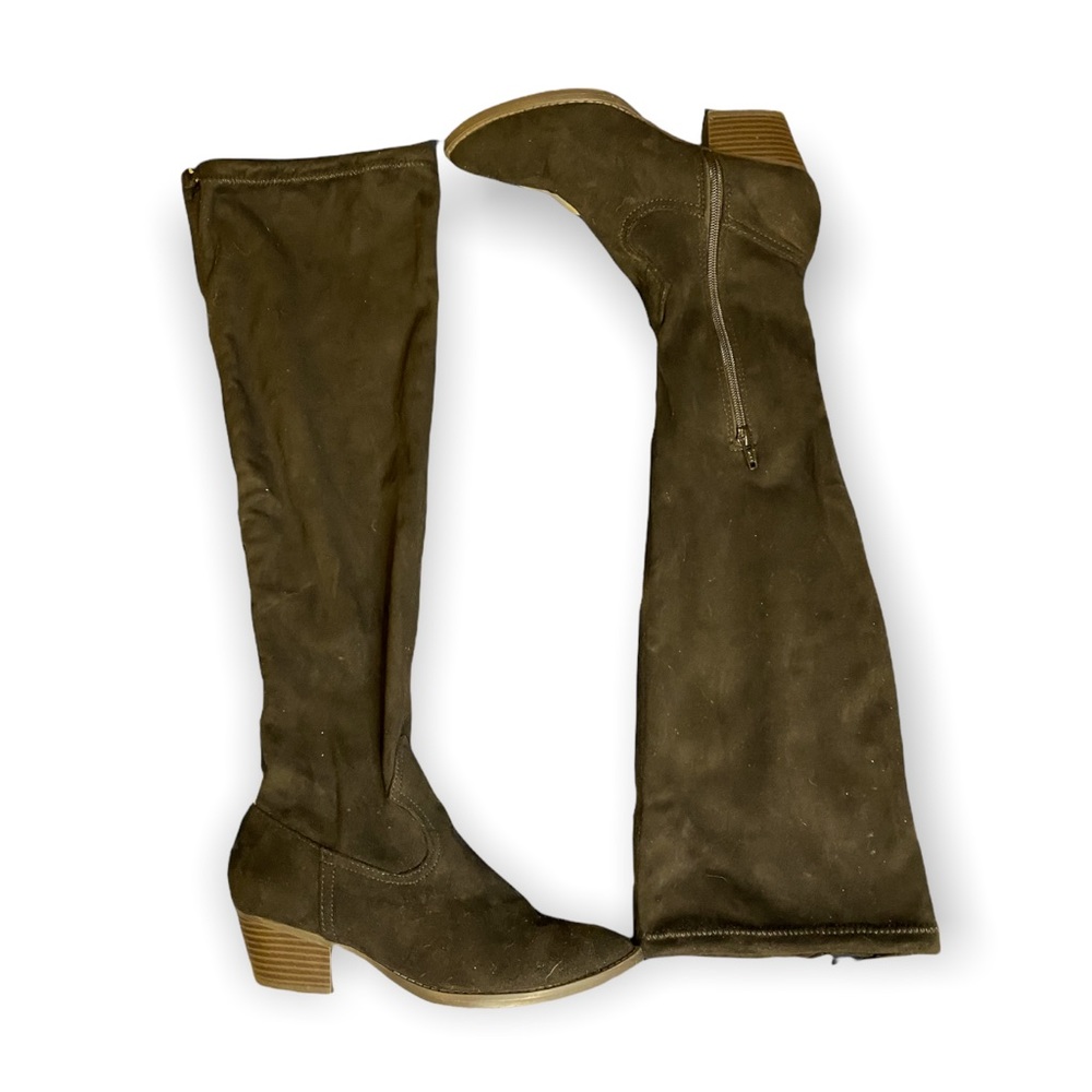 Black Mini-Heel Knee-High Boots